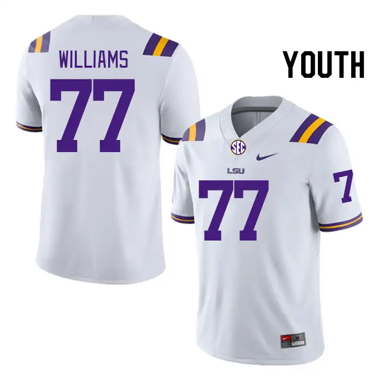 Youth LSU Tigers Ory Williams #77 White NCAA Football Jersey